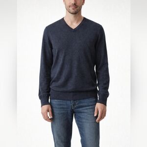 Mens Silk & Cashmere V-Neck Pullover – Banana Republic – Size M Tall – Navy